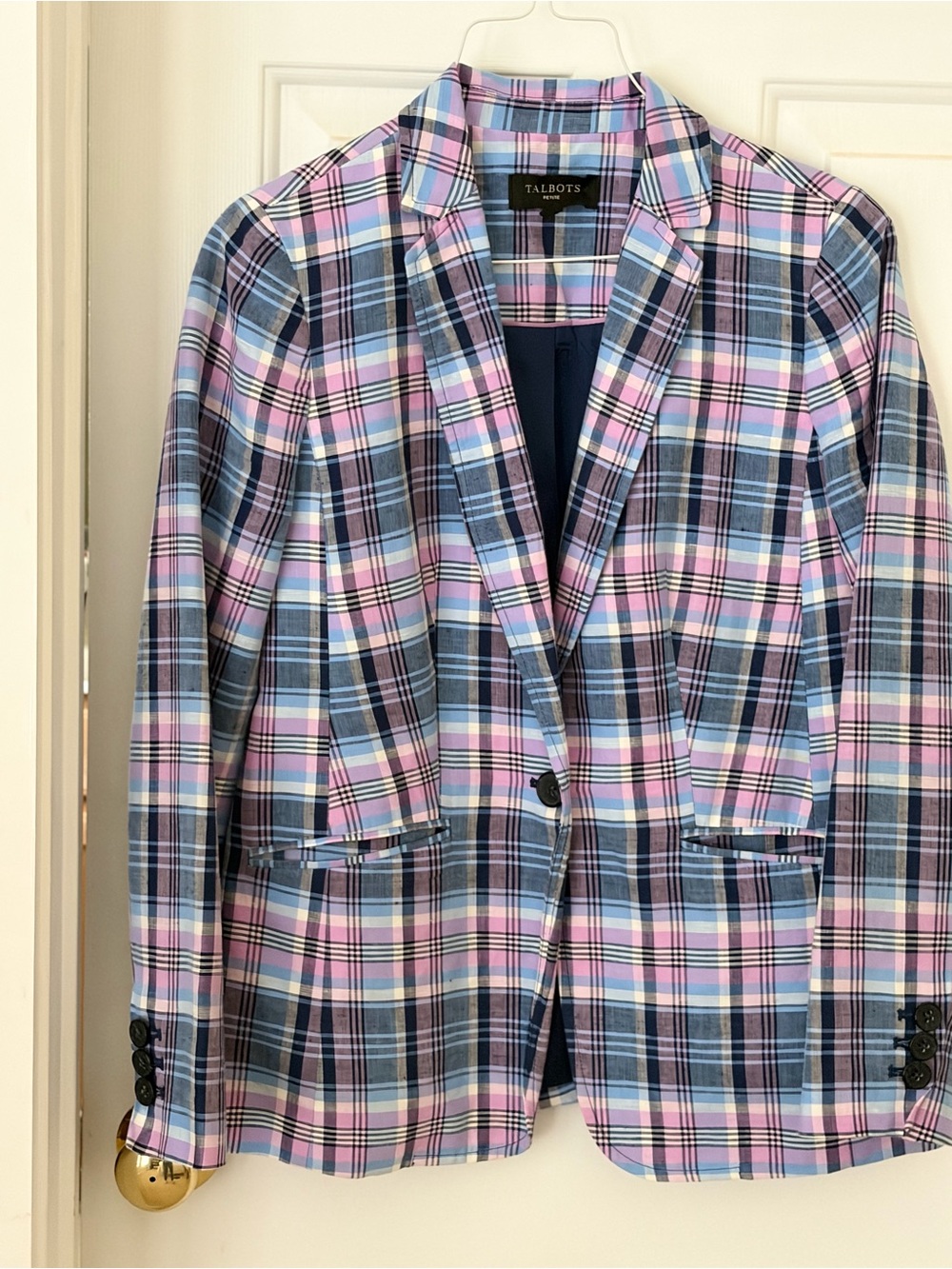 Talbots Pink and Blue Plaid Blazer